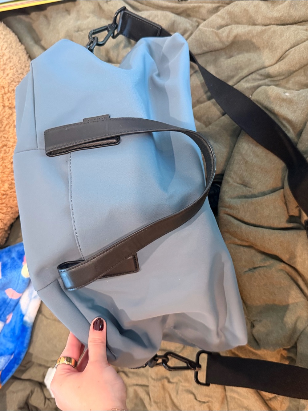 Away | Used Once | Blue Travel Weekend Bag with Black Accents Crossbody - Picture 4 of 6